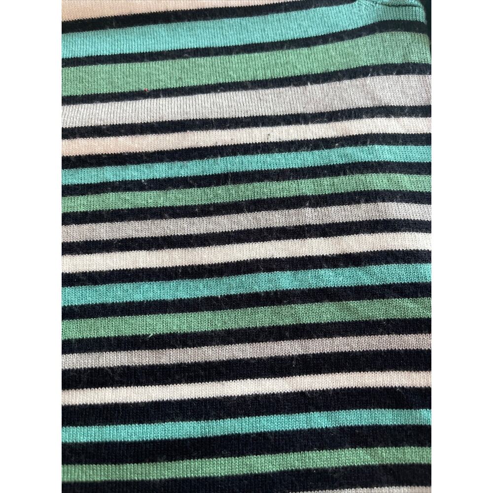 Skye's The Limit Hi-Low Hem Stripe Sweater - Aqua/Black/Cream - Sz XL - Picture 7 of 12